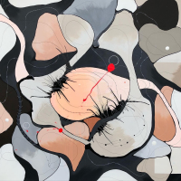 DEEP LARGE PAINTING BY ARTIST CHRISTINA JULSGAARD REPRESENTED BY OOV GALLERY